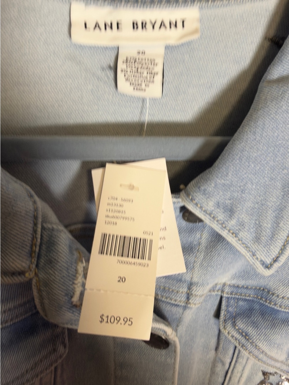 Lane Bryant Light Wash Star-Embellished Denim Jacket - Picture 5 of 5